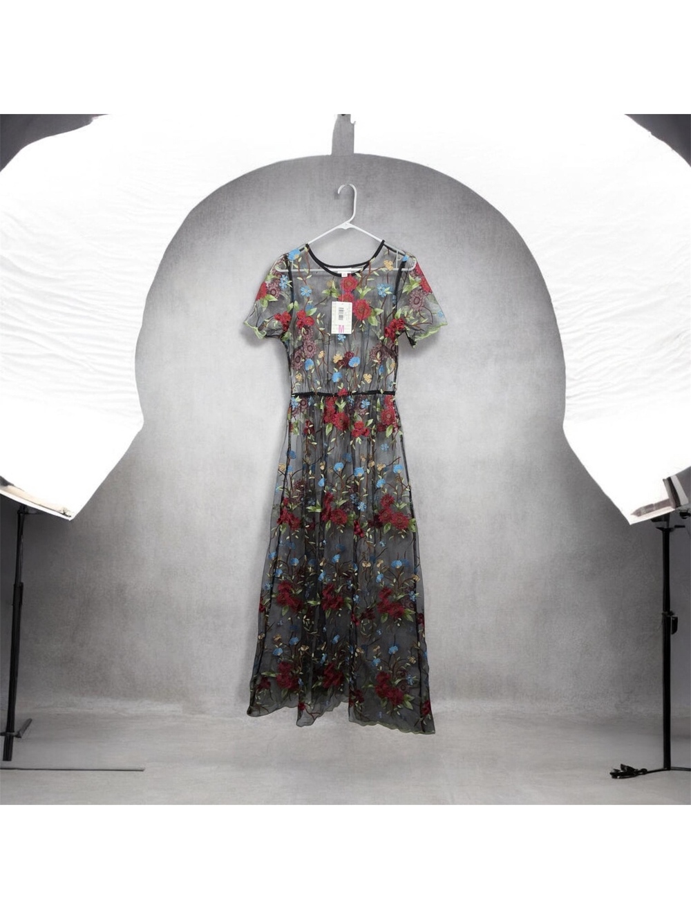 LuLaRoe Deanne II Floral Embroidered Maxi Dress M NWT